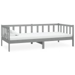 vidaXL Pat de zi cu saltea, gri, 90x200 cm, lemn masiv de pin