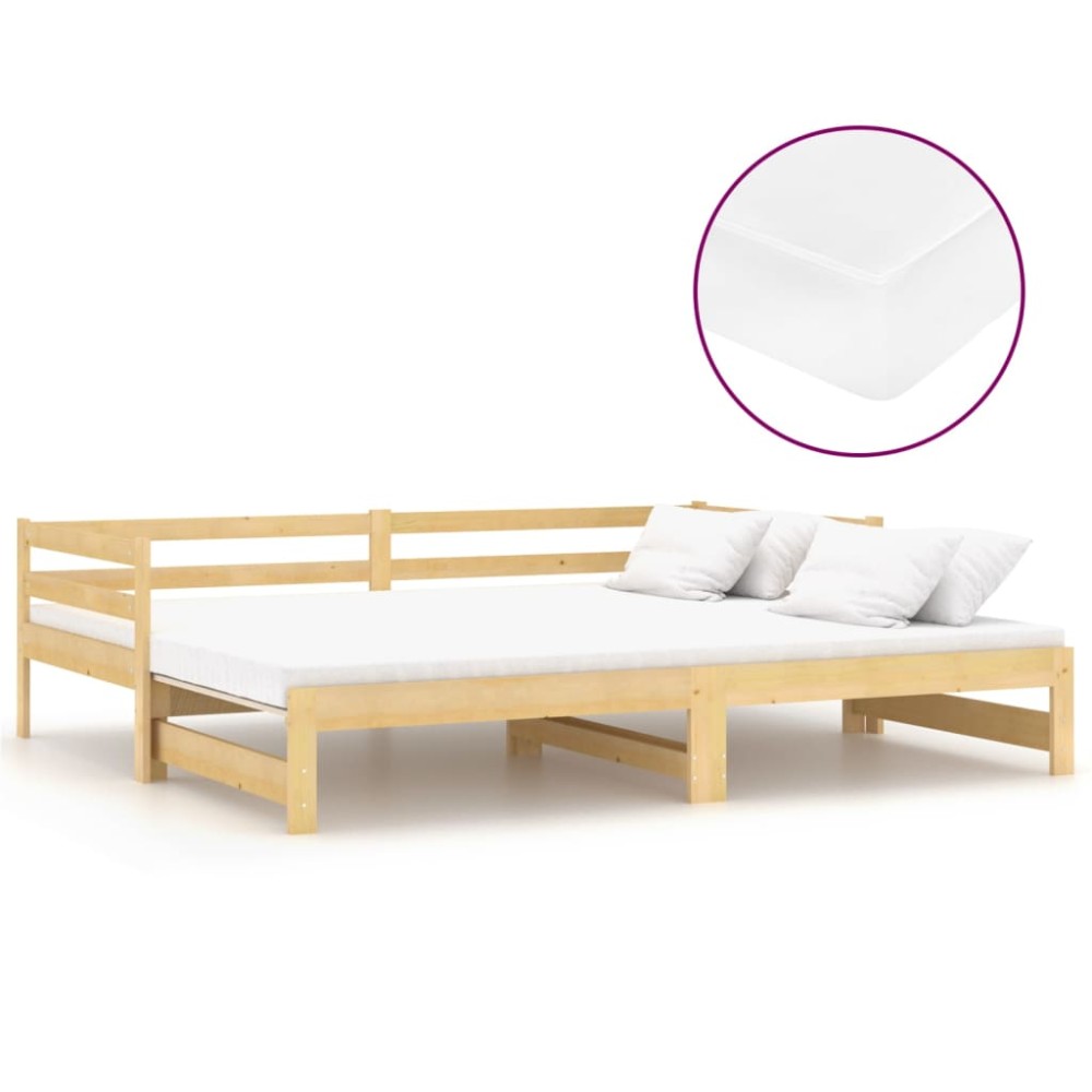 vidaXL Pat extensibil de zi, 2x(90x200) cm, lemn masiv de pin