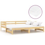 vidaXL Pat extensibil de zi, 2x(90x200) cm, lemn masiv de pin