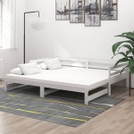 vidaXL Pat extensibil de zi, 2x(90x200) cm, alb, lemn masiv de pin