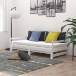 vidaXL Pat extensibil de zi, 2x(90x200) cm, alb, lemn masiv de pin