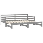vidaXL Pat extensibil de zi, 2x(90x200) cm, gri, lemn masiv de pin vidaXL Pat extensibil de zi, 2x(90x200) cm, gri, lemn masiv de pin