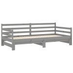 vidaXL Pat extensibil de zi, 2x(90x200) cm, gri, lemn masiv de pin vidaXL Pat extensibil de zi, 2x(90x200) cm, gri, lemn masiv de pin