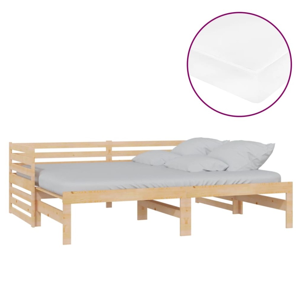 vidaXL Pat extensibil de zi, 2x(90x200) cm, lemn masiv de pin