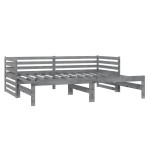 vidaXL Pat extensibil de zi, 2x(90x200) cm, gri, lemn masiv de pin vidaXL Pat extensibil de zi, 2x(90x200) cm, gri, lemn masiv de pin