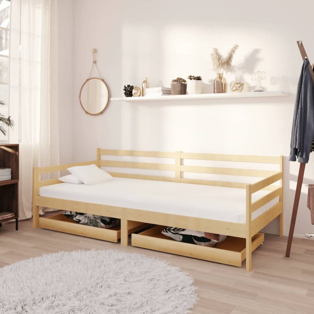 vidaXL Pat de zi cu sertare, 90x200 cm, lemn masiv de pin