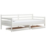 vidaXL Pat de zi cu sertare, alb, 90x200 cm, lemn masiv de pin