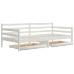 vidaXL Pat de zi cu sertare, alb, 90x200 cm, lemn masiv de pin