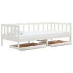 vidaXL Pat de zi cu sertare, alb, 90x200 cm, lemn masiv de pin
