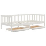 vidaXL Pat de zi cu sertare, alb, 90x200 cm, lemn masiv de pin