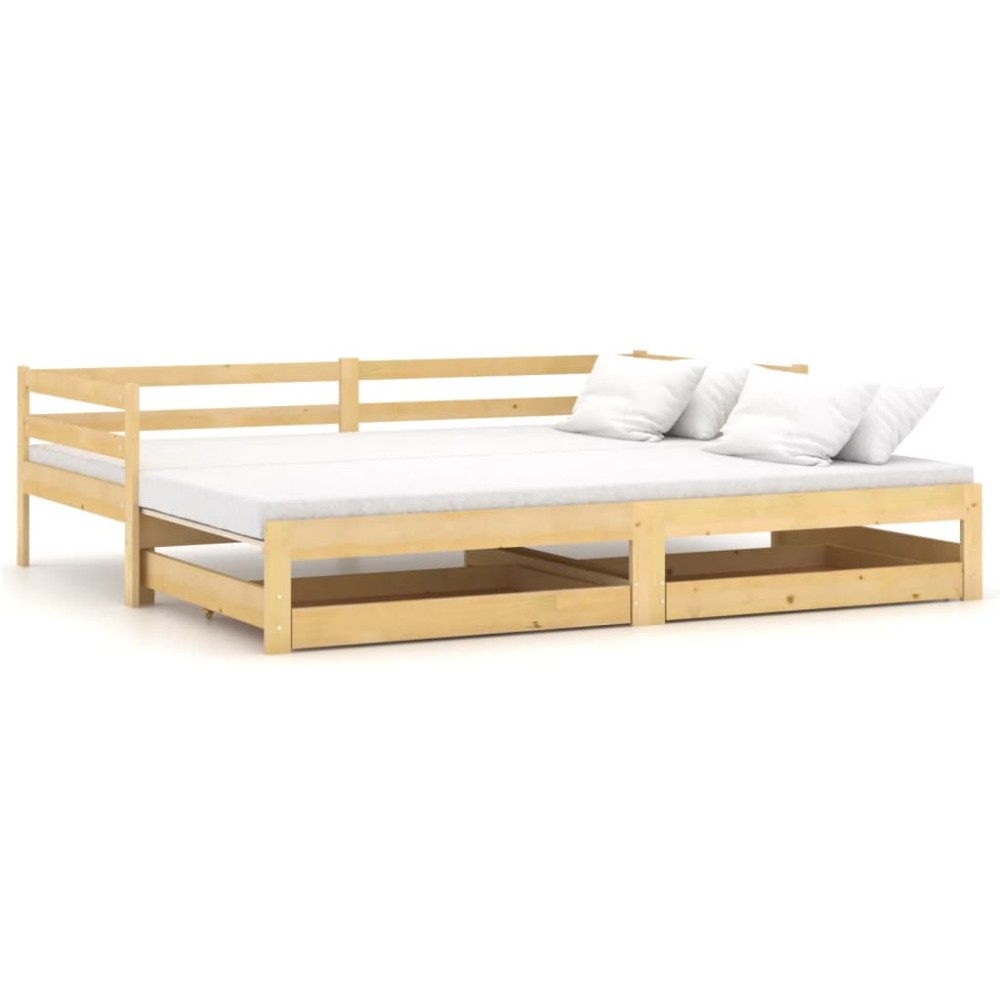 vidaXL Pat extensibil de zi, 2x(90x200) cm, lemn masiv de pin