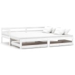 vidaXL Pat extensibil de zi, 2x(90x200) cm, alb, lemn masiv de pin
