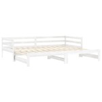 vidaXL Pat extensibil de zi, 2x(90x200) cm, alb, lemn masiv de pin