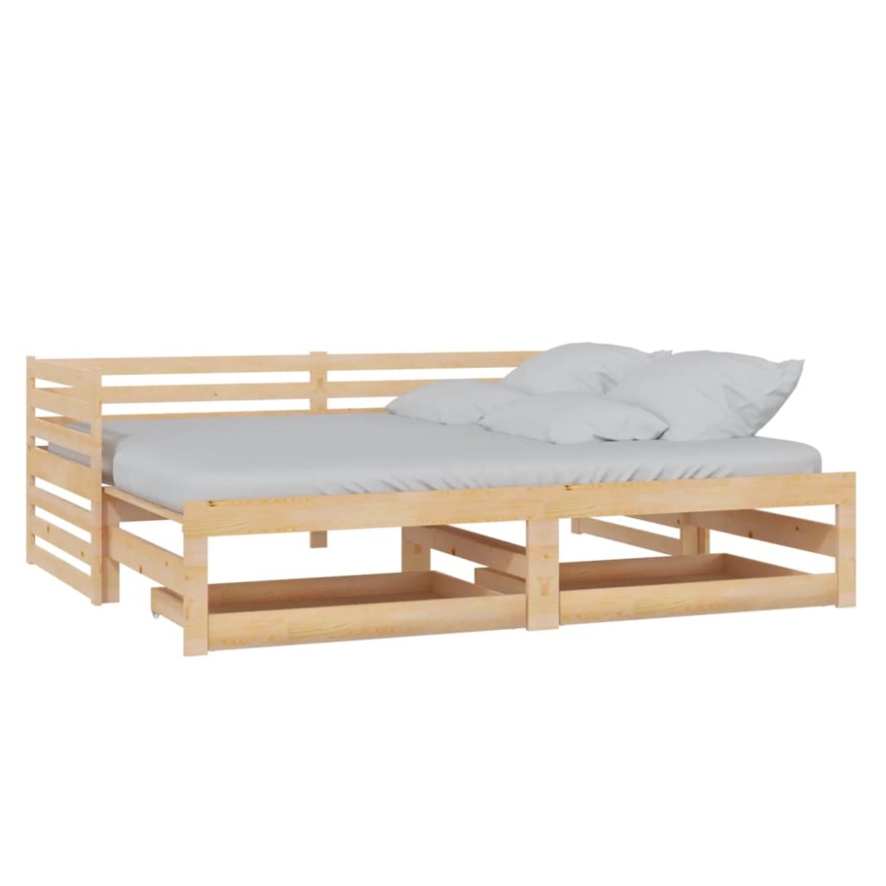 vidaXL Pat de zi extensibil, 2x(90x200) cm, lemn masiv de pin