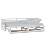vidaXL Pat extensibil de zi, 2x(90x200) cm, alb, lemn masiv de pin vidaXL Pat extensibil de zi, 2x(90x200) cm, alb, lemn masiv de pin