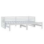 vidaXL Pat extensibil de zi, 2x(90x200) cm, alb, lemn masiv de pin vidaXL Pat extensibil de zi, 2x(90x200) cm, alb, lemn masiv de pin