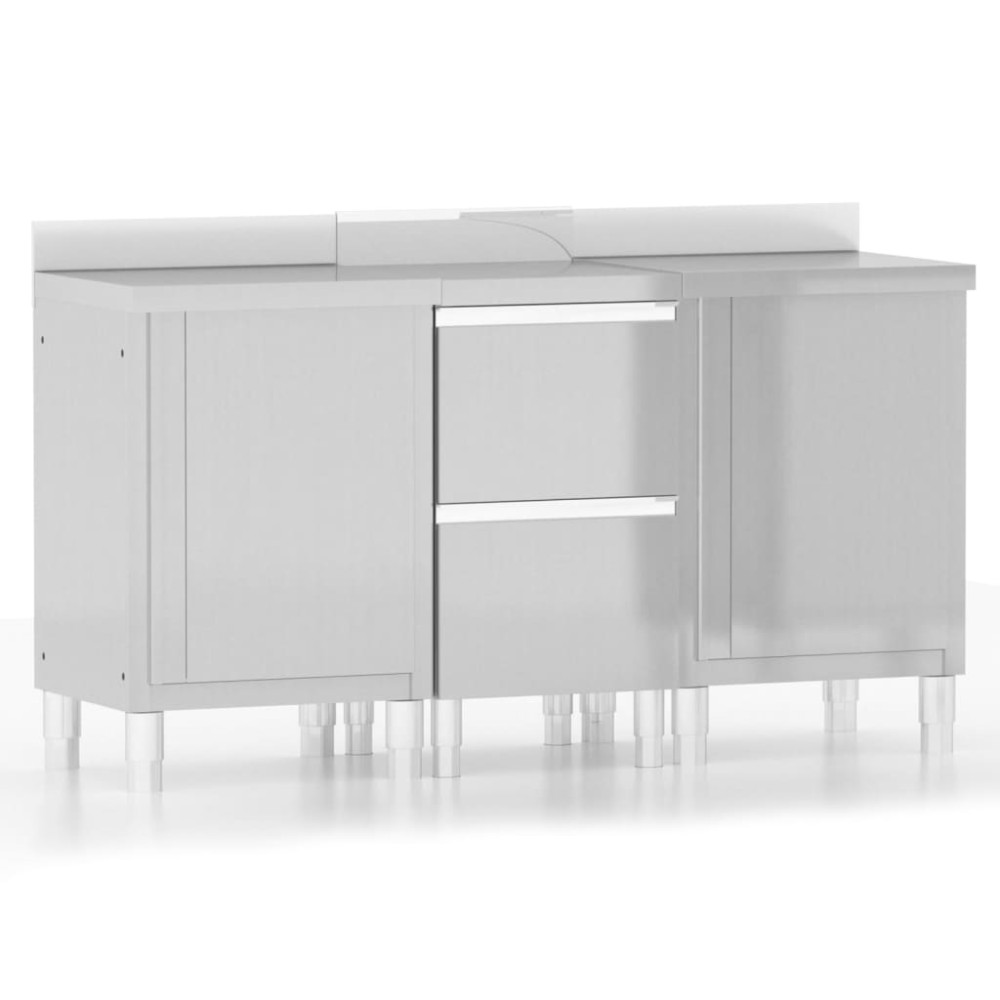 vidaXL Dulapuri de bucătărie comerciale, 3 buc., oțel inoxidabil