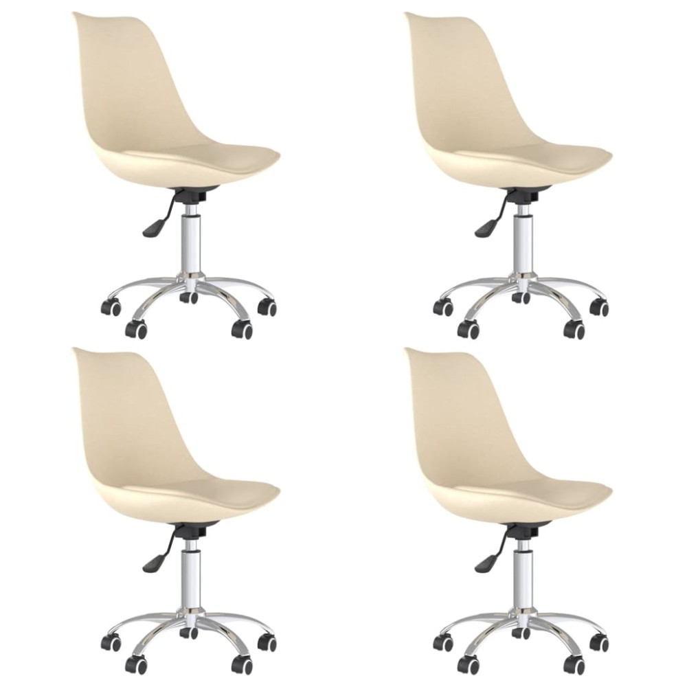 vidaXL Scaune de bucătărie pivotante, 4 buc., crem, material textil