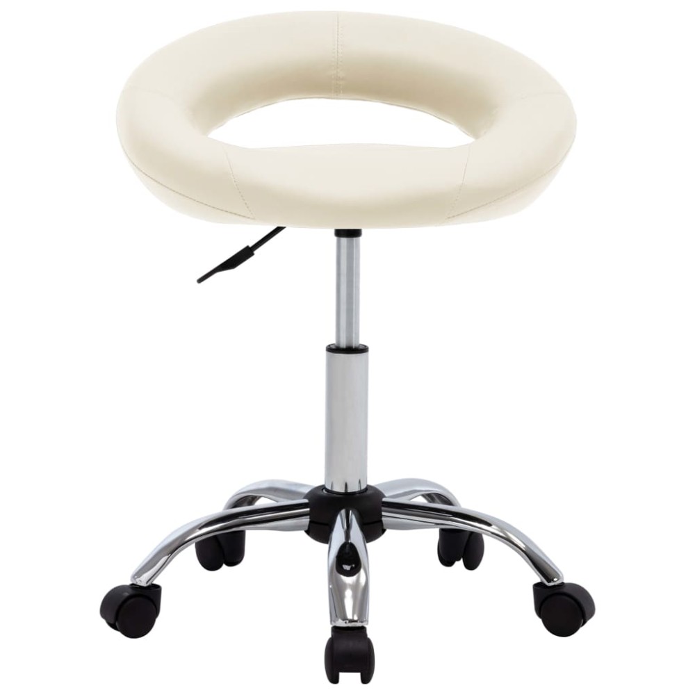 vidaXL Scaun de bucătărie pivotant, crem, piele ecologică
