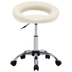 vidaXL Scaun de bucătărie pivotant, crem, piele ecologică