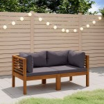 vidaXL Canapea de grădină cu 2 locuri, cu perne, lemn masiv de acacia