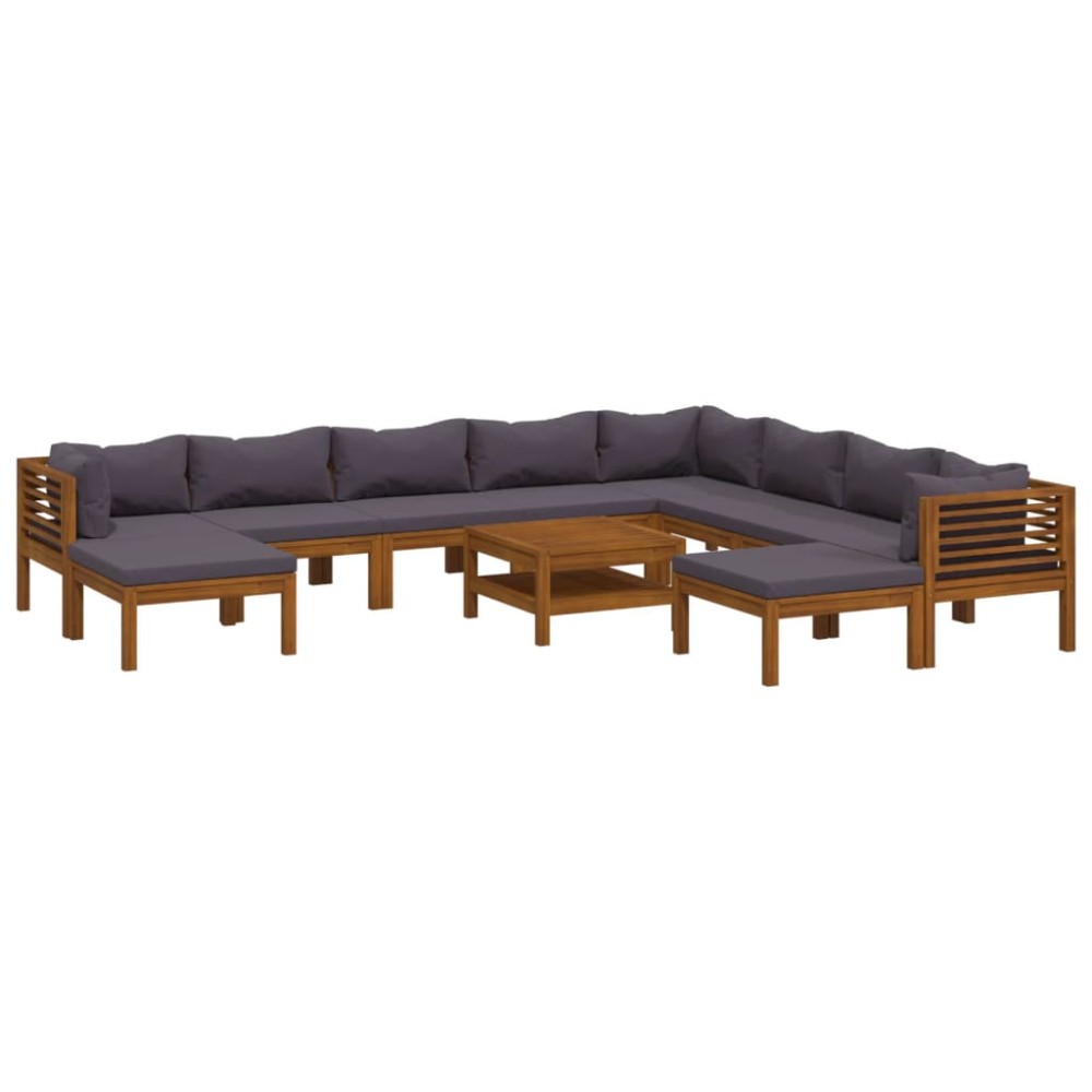 vidaXL Set mobilier grădină cu perne, 11 piese, lemn masiv de acacia