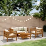 vidaXL Set mobilier grădină cu perne crem, 5 piese, lemn masiv acacia vidaXL Set mobilier grădină cu perne crem, 5 piese, lemn masiv acacia
