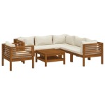 vidaXL Set mobilier grădină cu perne crem, 7 piese, lemn masiv acacia
