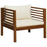 vidaXL Set mobilier grădină cu perne crem, 7 piese, lemn masiv acacia