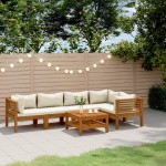 vidaXL Set mobilier grădină cu perne crem, 6 piese, lemn masiv acacia vidaXL Set mobilier grădină cu perne crem, 6 piese, lemn masiv acacia