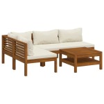 vidaXL Set mobilier grădină cu perne crem, 5 piese, lemn masiv acacia vidaXL Set mobilier grădină cu perne crem, 5 piese, lemn masiv acacia