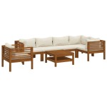 vidaXL Set mobilier grădină cu perne crem, 7 piese, lemn masiv acacia