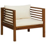 vidaXL Set mobilier grădină cu perne crem, 7 piese, lemn masiv acacia