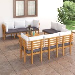 vidaXL Set mobilier de grădină cu perne, 8 piese, lemn masiv de acacia vidaXL Set mobilier de grădină cu perne, 8 piese, lemn masiv de acacia