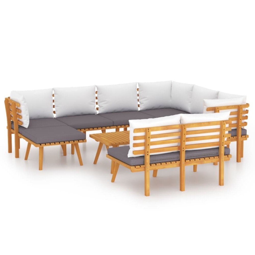 vidaXL Set mobilier de grădină cu perne, 9 piese, lemn masiv de acacia
