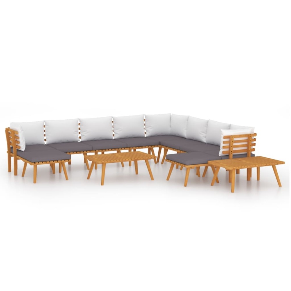 vidaXL Set mobilier grădină cu perne, 12 piese, lemn masiv de acacia