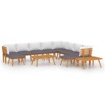 vidaXL Set mobilier grădină cu perne, 12 piese, lemn masiv de acacia