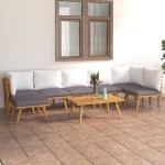vidaXL Set mobilier de grădină cu perne, 8 piese, lemn masiv acacia vidaXL Set mobilier de grădină cu perne, 8 piese, lemn masiv acacia