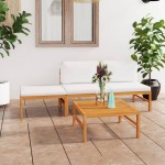 vidaXL Set mobilier grădină cu perne crem, 4 piese, lemn masiv de tec vidaXL Set mobilier grădină cu perne crem, 4 piese, lemn masiv de tec