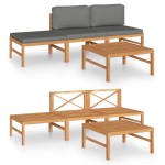 vidaXL Set mobilier grădină cu perne gri, 4 piese, lemn masiv de tec vidaXL Set mobilier grădină cu perne gri, 4 piese, lemn masiv de tec