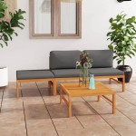 vidaXL Set mobilier grădină cu perne gri, 4 piese, lemn masiv de tec vidaXL Set mobilier grădină cu perne gri, 4 piese, lemn masiv de tec