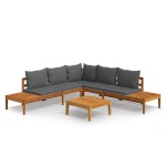 vidaXL Set mobilier grădină cu perne gri închis, 4 piese, lemn acacia vidaXL Set mobilier grădină cu perne gri închis, 4 piese, lemn acacia