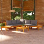 vidaXL Set mobilier grădină cu perne gri închis, 4 piese, lemn acacia vidaXL Set mobilier grădină cu perne gri închis, 4 piese, lemn acacia