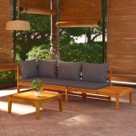 vidaXL Set mobilier grădină cu perne gri închis, 3 piese, lemn acacia vidaXL Set mobilier grădină cu perne gri închis, 3 piese, lemn acacia