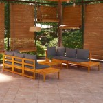 vidaXL Set mobilier grădină perne gri închis, 5 piese, lemn acacia vidaXL Set mobilier grădină perne gri închis, 5 piese, lemn acacia