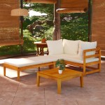 vidaXL Set mobilier grădină perne alb/crem, 3 piese, lemn masiv acacia vidaXL Set mobilier grădină perne alb/crem, 3 piese, lemn masiv acacia