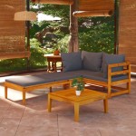 vidaXL Set mobilier grădină cu perne gri închis, 3 piese, lemn acacia vidaXL Set mobilier grădină cu perne gri închis, 3 piese, lemn acacia