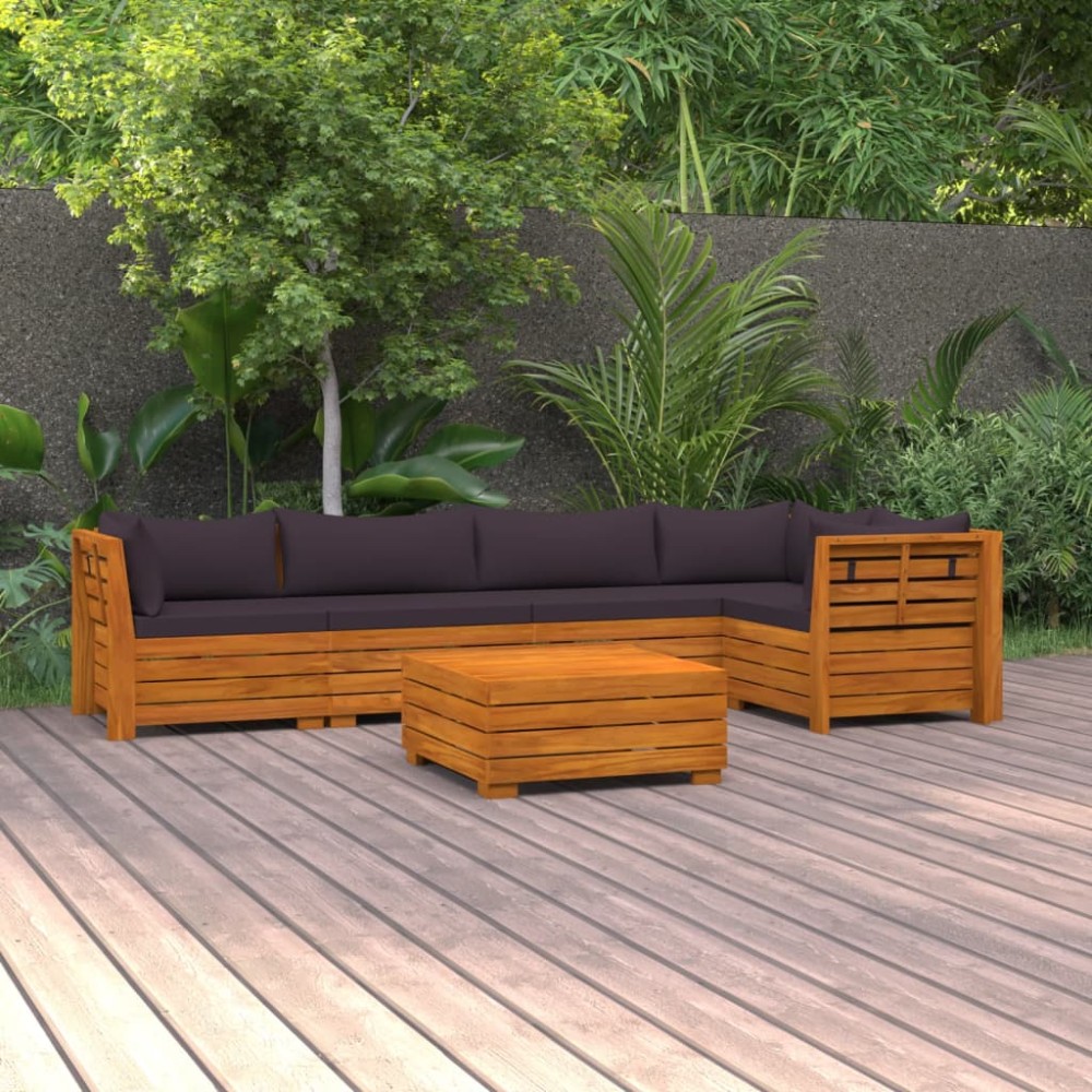 vidaXL Set mobilier grădină cu perne, 6 piese, lemn masiv acacia