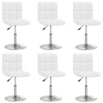 vidaXL Scaune de bucătărie, 6 buc., alb, piele ecologică