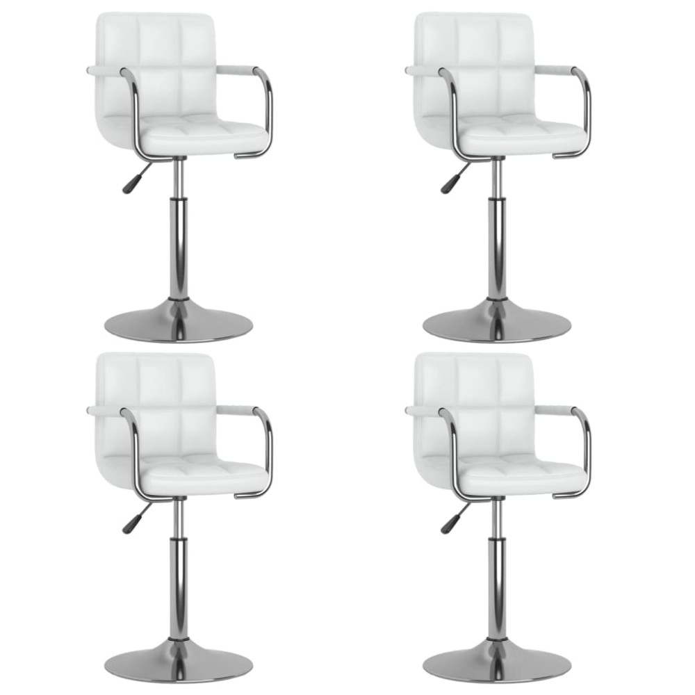 vidaXL Scaune de masă pivotante, 4 buc., alb, piele ecologică